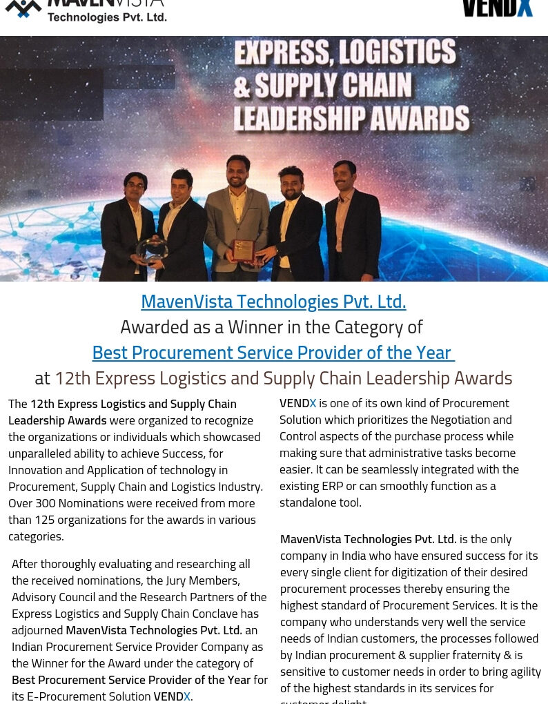 Best Procurement Solution Provider – Oct’2018
