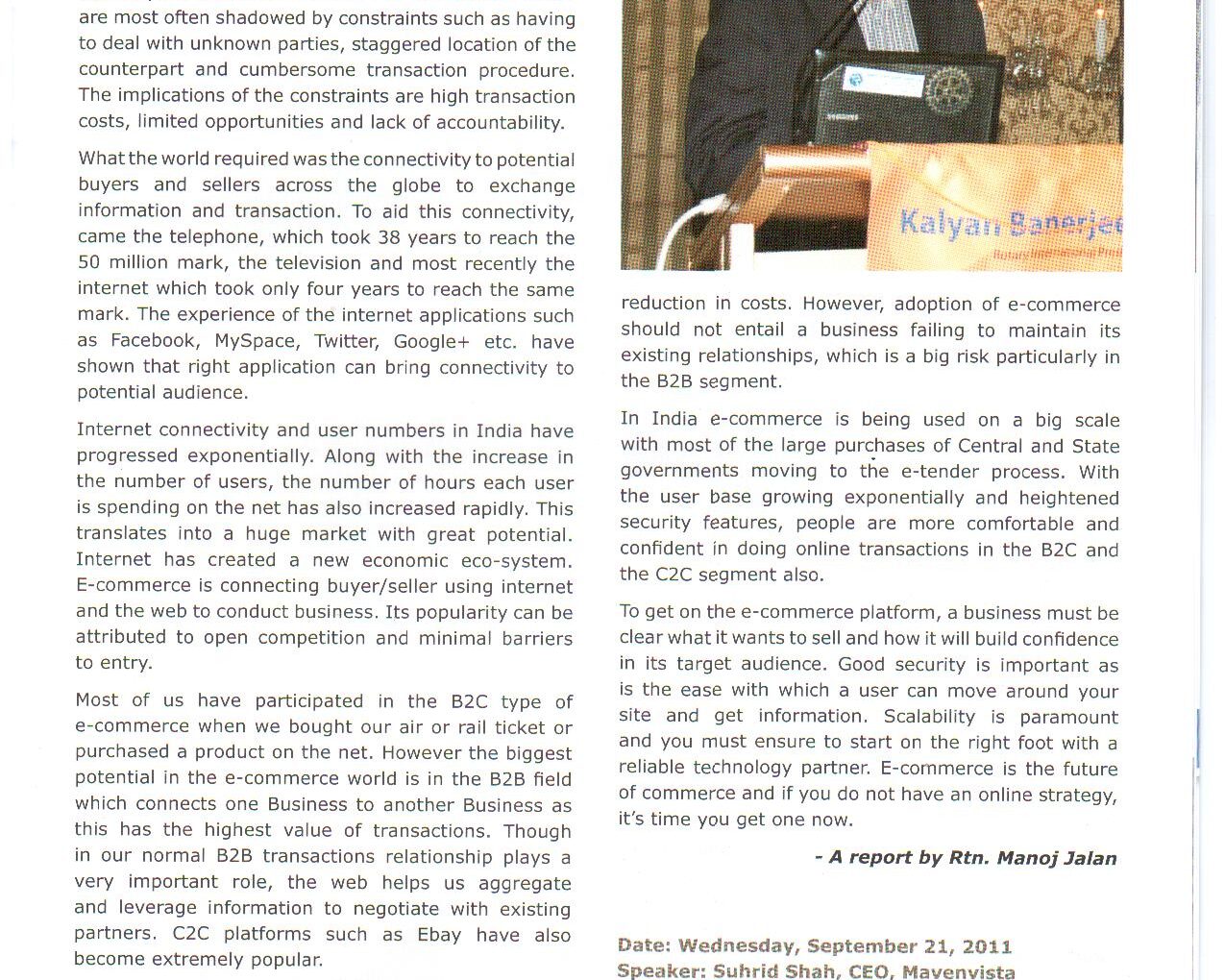 Seminar on E-commerce- Sep’2011